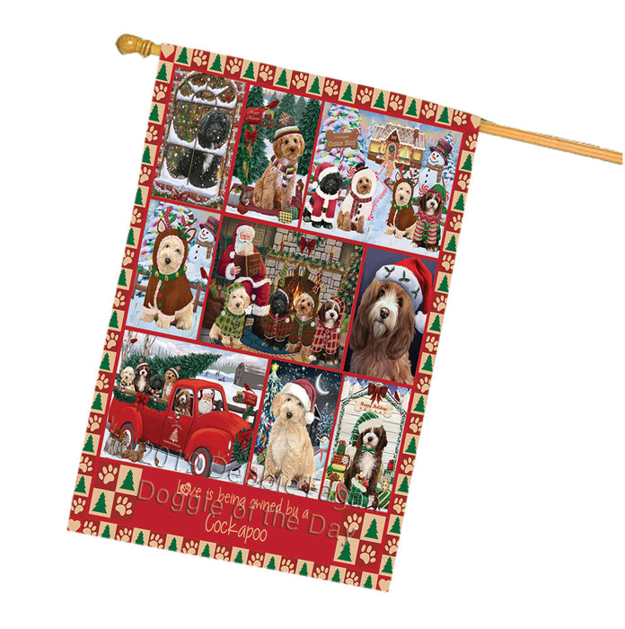 Love is Being Owned Christmas Cockapoo Dogs House Flag FLG66057