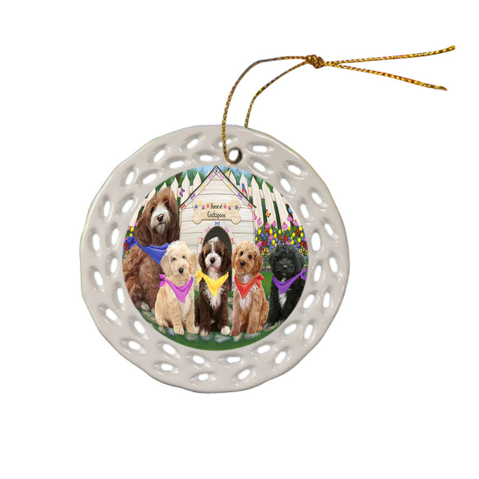 Spring Dog House Cockapoos Dog Ceramic Doily Ornament DPOR52204
