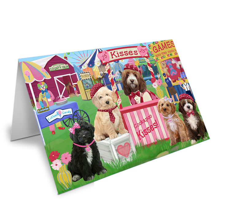 Carnival Kissing Booth Cockapoos Dog Handmade Artwork Assorted Pets Greeting Cards and Note Cards with Envelopes for All Occasions and Holiday Seasons GCD72002