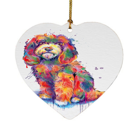 Watercolor Cockapoo Dog Heart Christmas Ornament HPOR57377