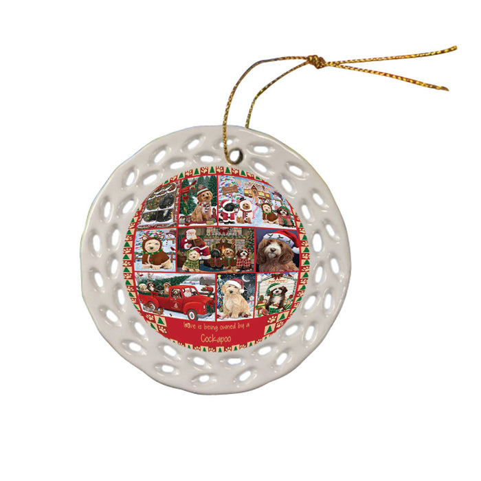Love is Being Owned Christmas Cockapoo Dogs Ceramic Doily Ornament DPOR57845