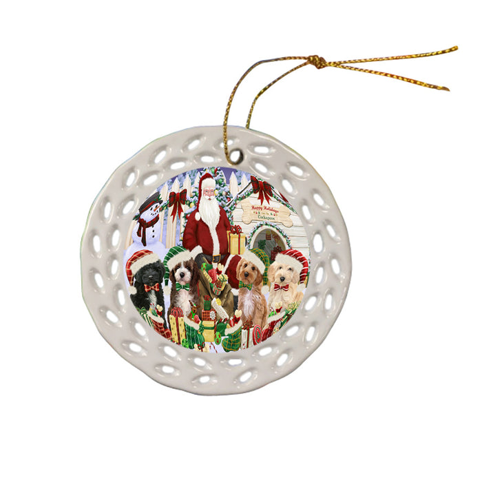 Christmas Dog House Cockapoos Dog Ceramic Doily Ornament DPOR52600