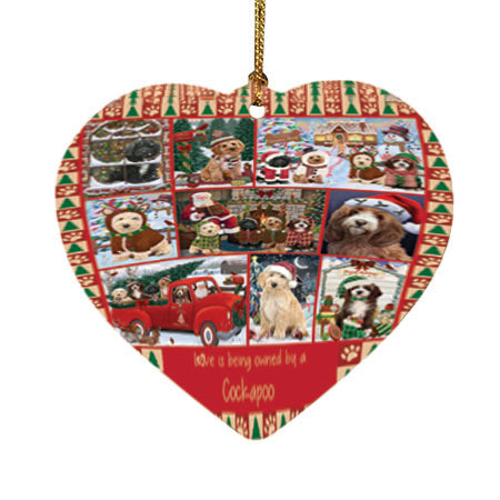 Love is Being Owned Christmas Cockapoo Dogs Heart Christmas Ornament HPOR57845