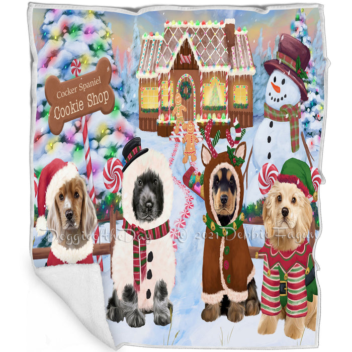Holiday Gingerbread Cookie Shop Cocker Spaniels Dog Blanket BLNKT126975