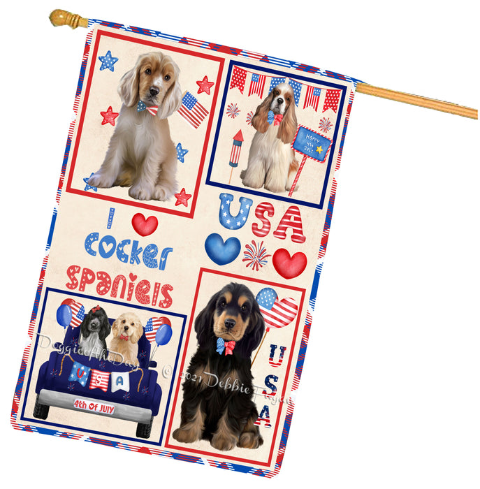 4th of July Independence Day I Love USA Cocker Spaniel Dogs House flag FLG66948