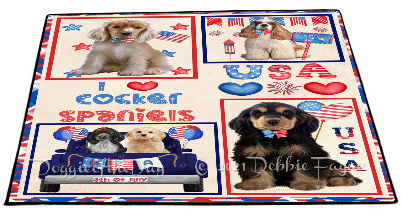 4th of July Independence Day I Love USA Cocker Spaniel Dogs Floormat FLMS56182 Floormat FLMS56182