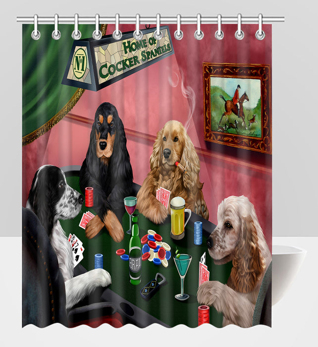 Home of  Cocker Spaniel Dogs Playing Poker Shower Curtain