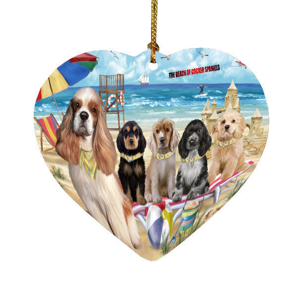Pet Friendly Beach Cocker Spaniel Dogs Heart Christmas Ornament HPORA58853