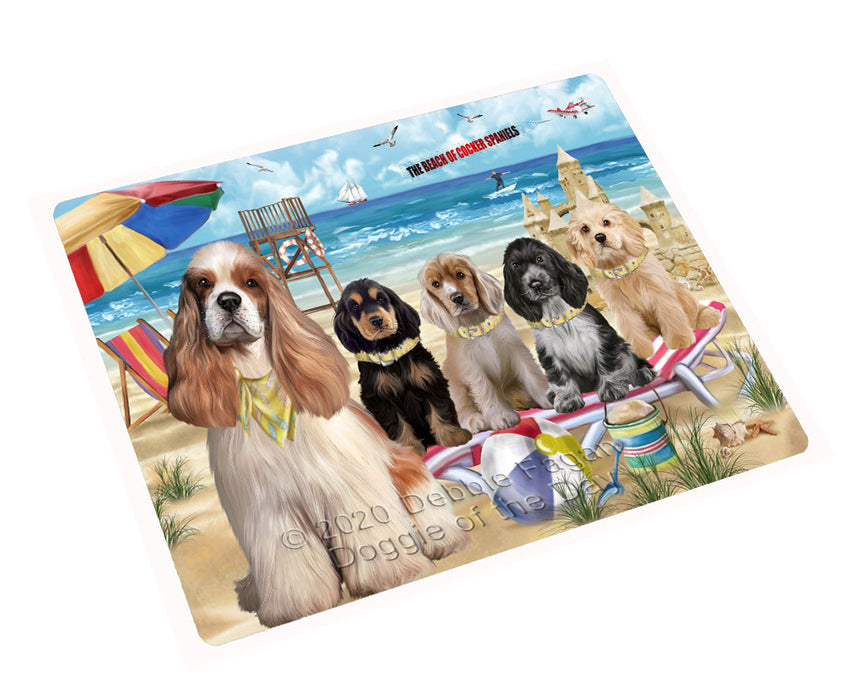 Pet Friendly Beach Cocker Spaniel Dogs Cutting Board - For Kitchen - Scratch & Stain Resistant - Designed To Stay In Place - Easy To Clean By Hand - Perfect for Chopping Meats, Vegetables