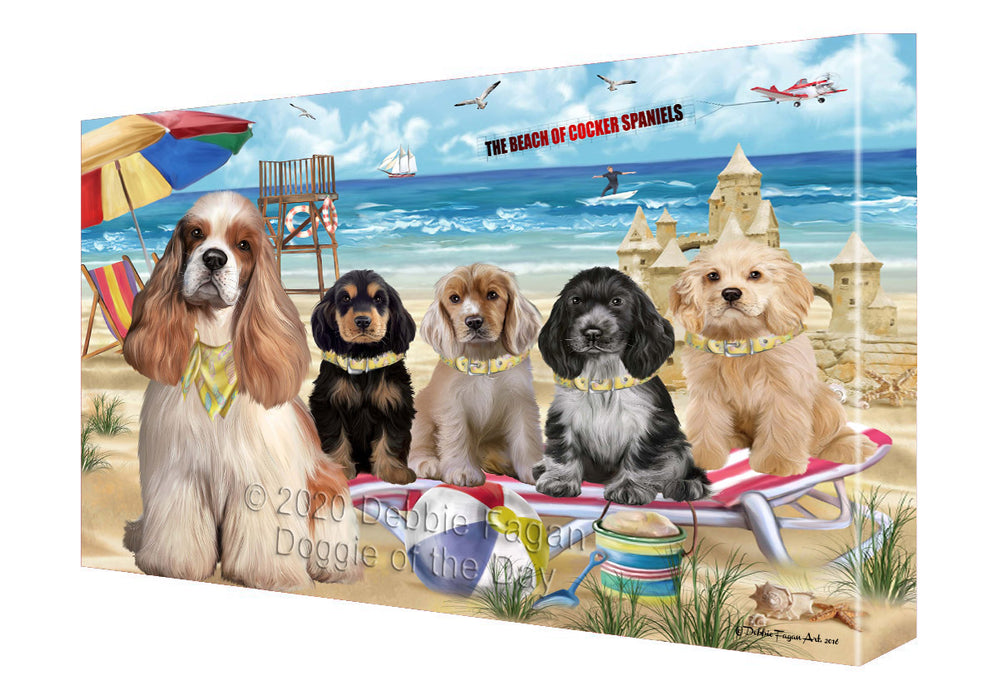 Pet Friendly Beach Cocker Spaniel Dogs Canvas Wall Art - Premium Quality Ready to Hang Room Decor Wall Art Canvas - Unique Animal Printed Digital Painting for Decoration