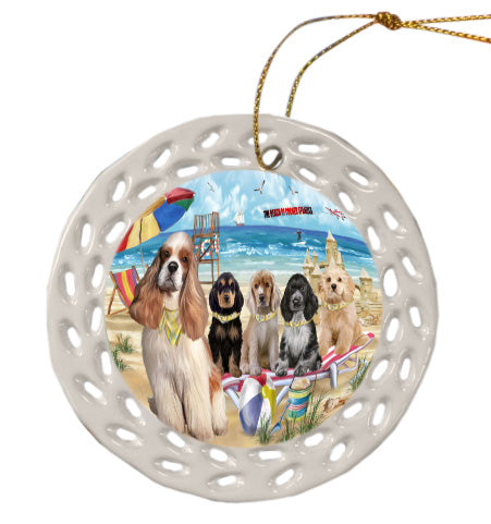 Pet Friendly Beach Cocker Spaniel Dogs  Doily Ornament DPOR58504