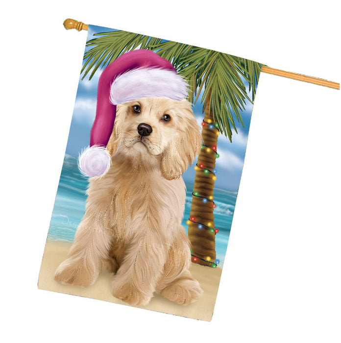 Christmas Summertime Beach Cocker Spaniel Dog House Flag Outdoor Decorative Double Sided Pet Portrait Weather Resistant Premium Quality Animal Printed Home Decorative Flags 100% Polyester FLG68718
