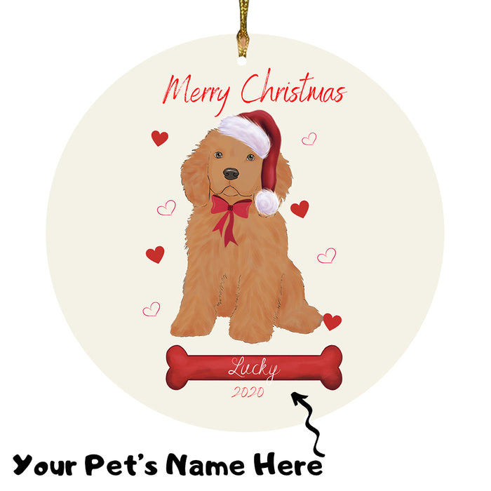 Personalized Merry Christmas  Cocker Spaniel Dog Christmas Tree Round Flat Ornament RBPOR58948