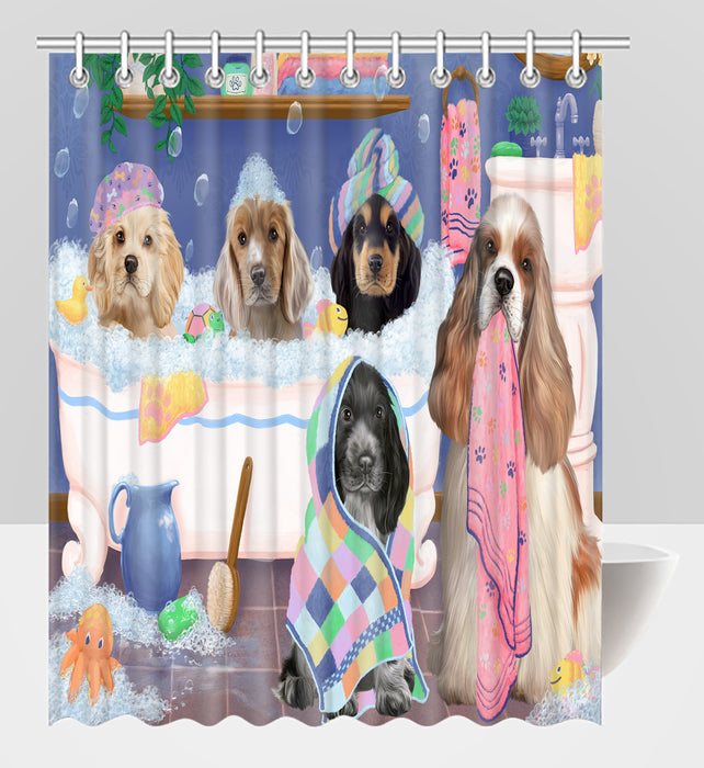 Rub A Dub Dogs In A Tub Cocker Spaniel Dogs Shower Curtain