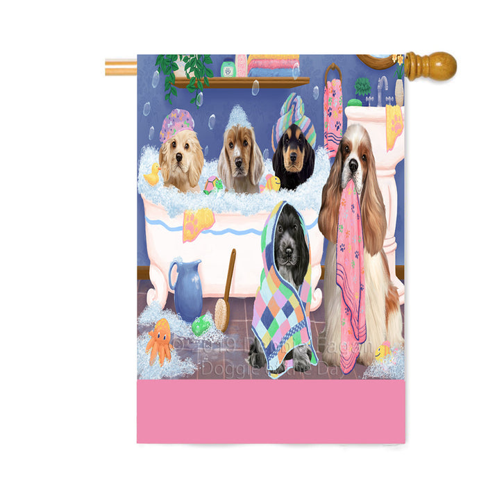 Personalized Rub A Dub Dogs In A Tub Cocker Spaniel Dogs Custom House Flag FLG64335