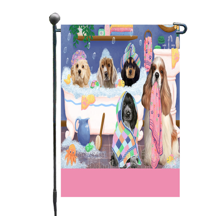 Personalized Rub A Dub Dogs In A Tub Cocker Spaniel Dogs Custom Garden Flag GFLG64870