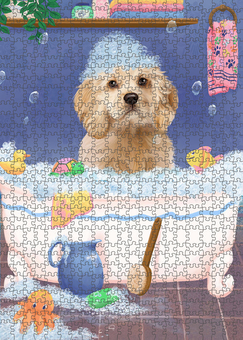Rub A Dub Dog In A Tub Cocker Spaniel Dog Portrait Jigsaw Puzzle for Adults Animal Interlocking Puzzle Game Unique Gift for Dog Lover's with Metal Tin Box PZL266