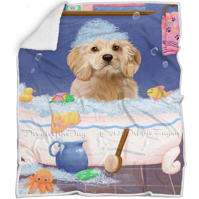 Rub A Dub Dog In A Tub Cocker Spaniel Dog Blanket BLNKT143054