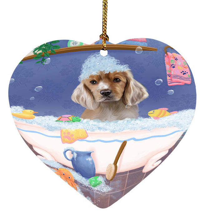 Rub A Dub Dog In A Tub Cocker Spaniel Dog Heart Christmas Ornament HPORA58595