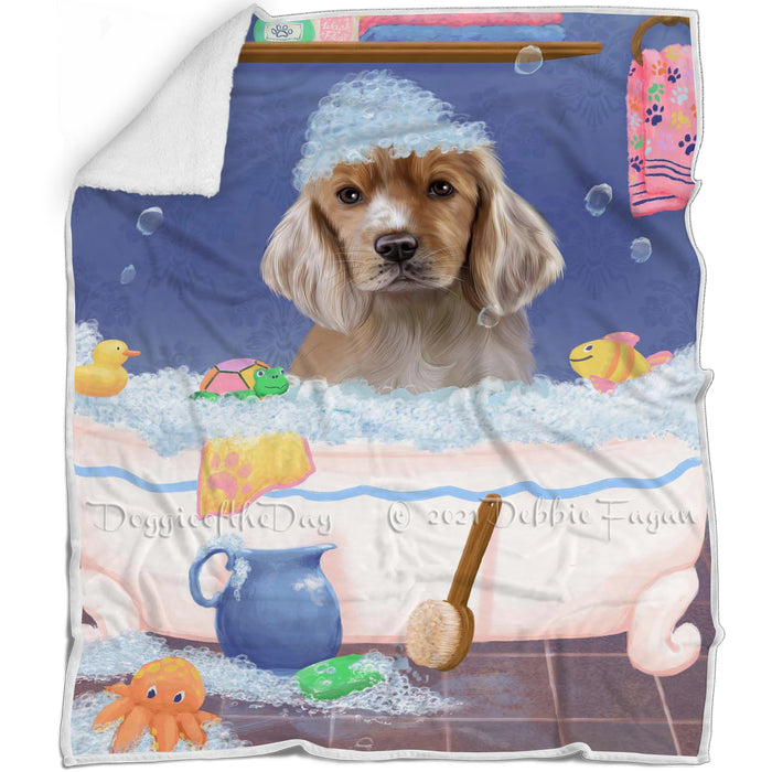 Rub A Dub Dog In A Tub Cocker Spaniel Dog Blanket BLNKT143055