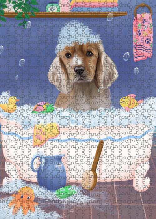 Rub A Dub Dog In A Tub Cocker Spaniel Dog Portrait Jigsaw Puzzle for Adults Animal Interlocking Puzzle Game Unique Gift for Dog Lover's with Metal Tin Box PZL267