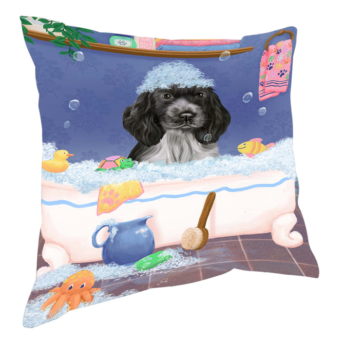 Rub A Dub Dog In A Tub Cocker Spaniel Dog Pillow with Top Quality High-Resolution Images - Ultra Soft Pet Pillows for Sleeping - Reversible & Comfort - Ideal Gift for Dog Lover - Cushion for Sofa Couch Bed - 100% Polyester, PILA90523