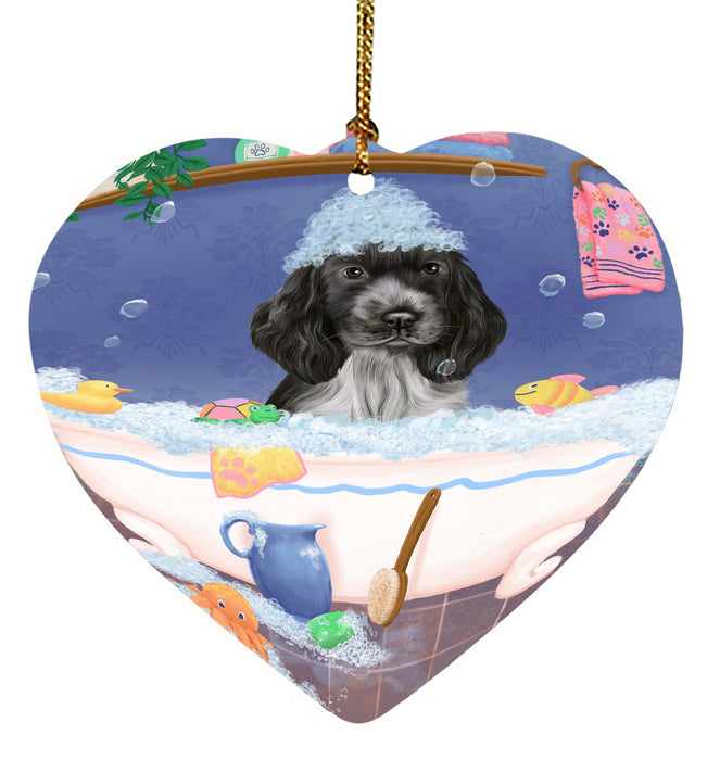 Rub A Dub Dog In A Tub Cocker Spaniel Dog Heart Christmas Ornament HPORA58596