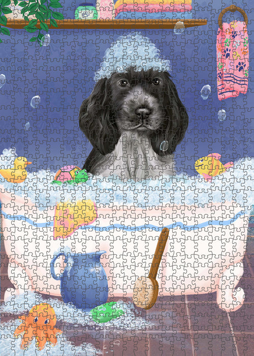 Rub A Dub Dog In A Tub Cocker Spaniel Dog Portrait Jigsaw Puzzle for Adults Animal Interlocking Puzzle Game Unique Gift for Dog Lover's with Metal Tin Box PZL268