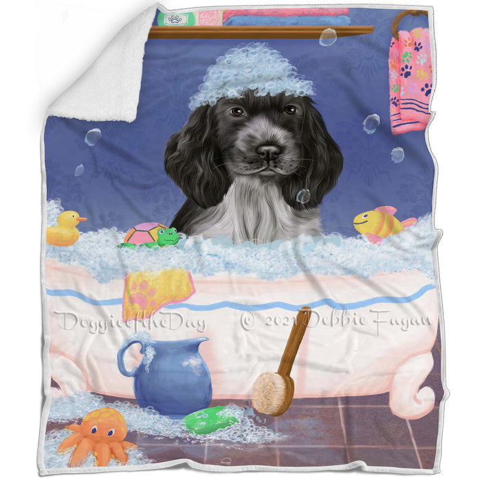 Rub A Dub Dog In A Tub Cocker Spaniel Dog Blanket BLNKT143056