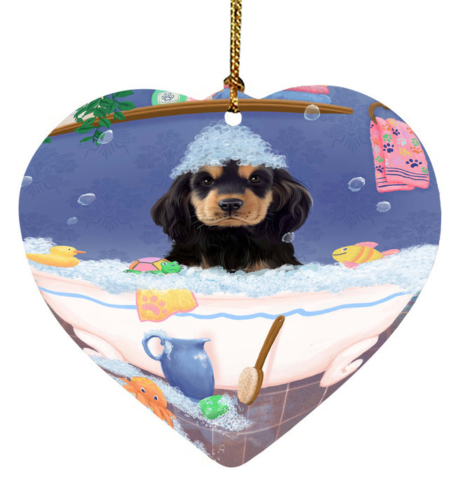 Rub A Dub Dog In A Tub Cocker Spaniel Dog Heart Christmas Ornament HPORA58597
