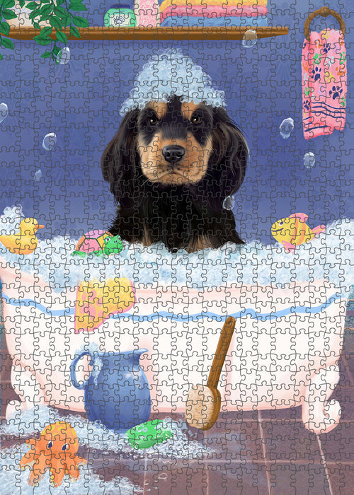Rub A Dub Dog In A Tub Cocker Spaniel Dog Portrait Jigsaw Puzzle for Adults Animal Interlocking Puzzle Game Unique Gift for Dog Lover's with Metal Tin Box PZL269