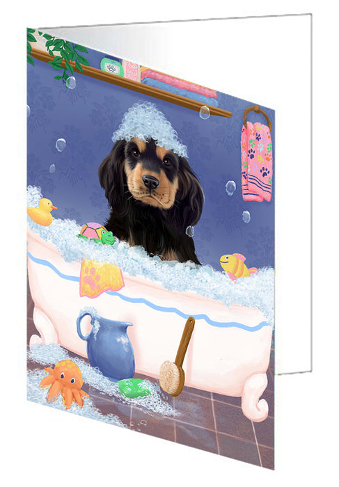 Rub A Dub Dog In A Tub Cocker Spaniel Dog Handmade Artwork Assorted Pets Greeting Cards and Note Cards with Envelopes for All Occasions and Holiday Seasons GCD79385