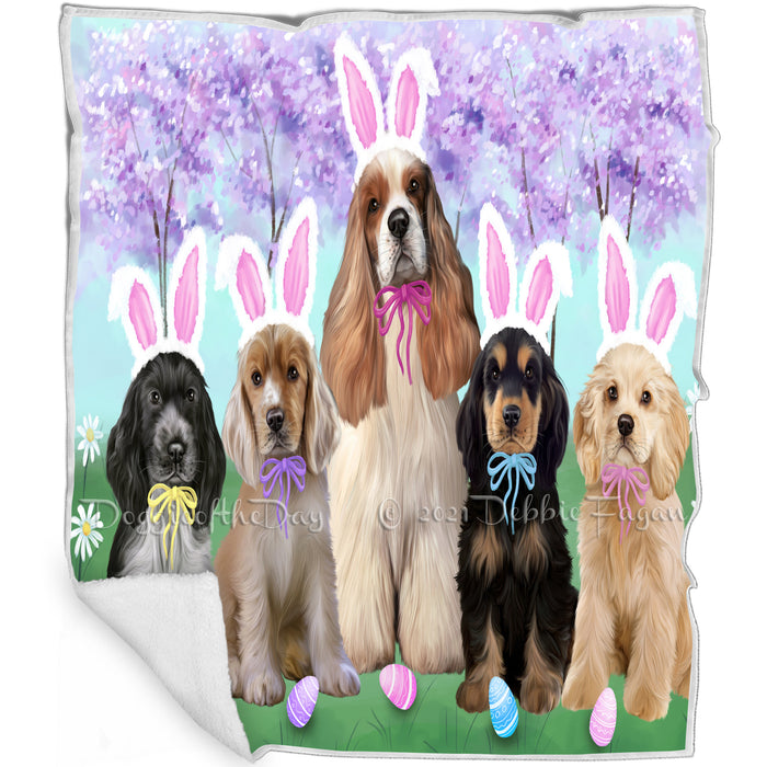 Easter Holiday Cocker Spaniels Dog Blanket BLNKT131727