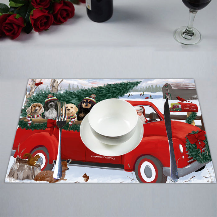 Christmas Santa Express Delivery Red Truck Cocker Spaniel Dogs Placemat