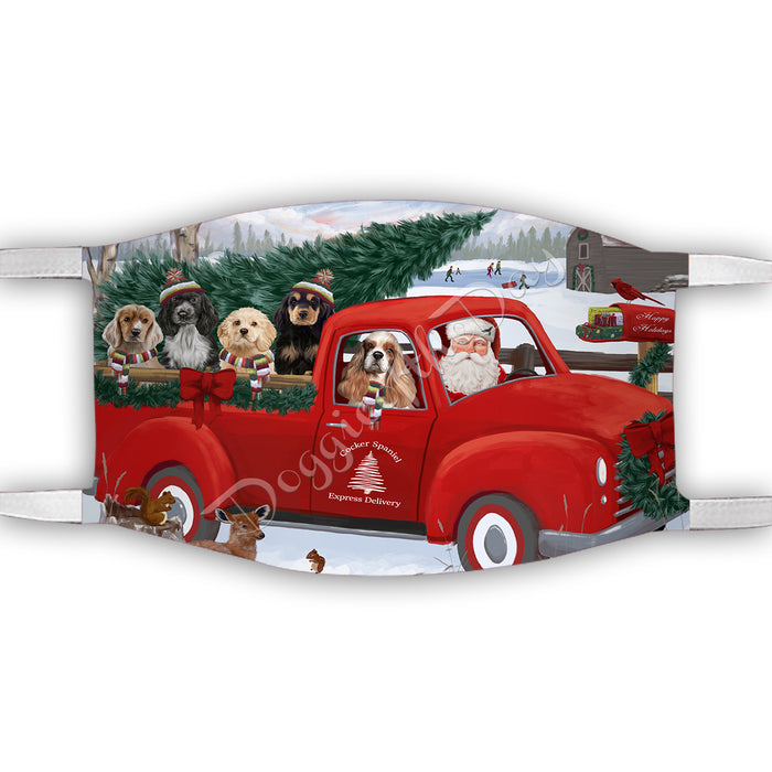 Christmas Santa Express Delivery Red Truck Cocker Spaniel Dogs Face Mask FM48432