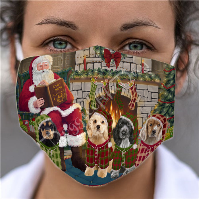 Christmas Cozy Holiday Fire Tails Cocker Spaniel Dogs Face Mask FM48626