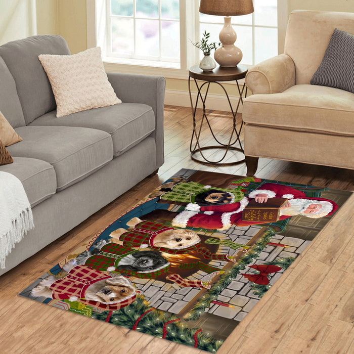 Christmas Cozy Holiday Fire Tails Cocker Spaniel Dogs Area Rug