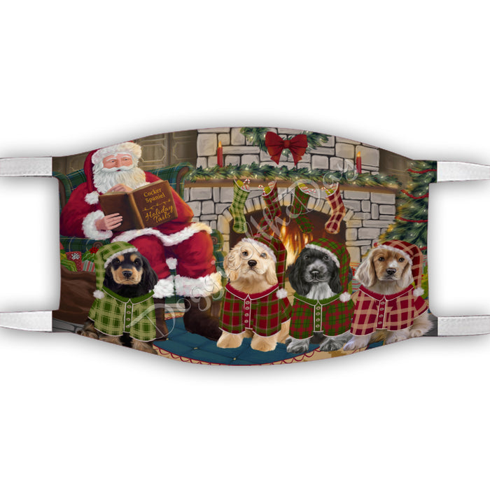 Christmas Cozy Holiday Fire Tails Cocker Spaniel Dogs Face Mask FM48626