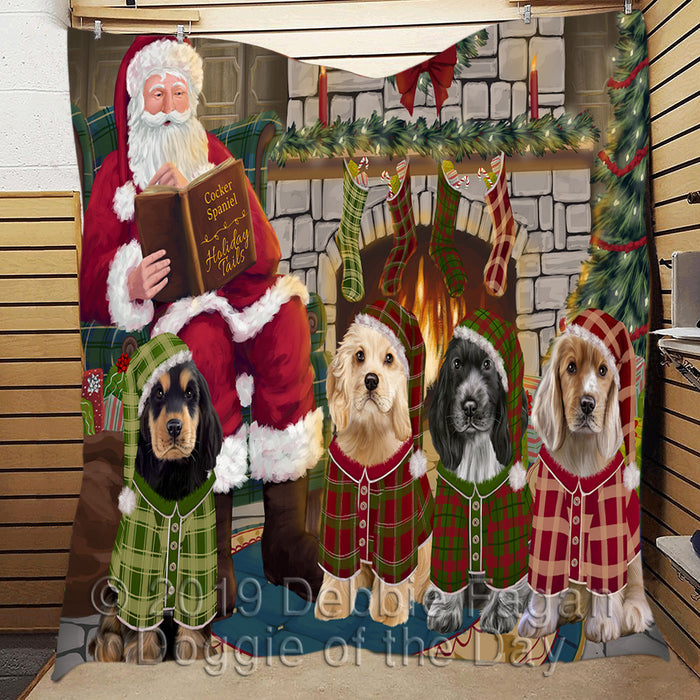Christmas Cozy Holiday Fire Tails Cocker Spaniel Dogs Quilt