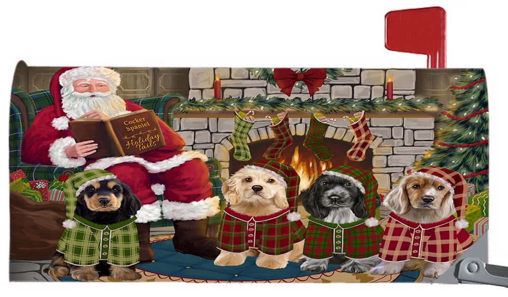 Christmas Cozy Holiday Fire Tails Cocker Spaniel Dogs 6.5 x 19 Inches Magnetic Mailbox Cover Post Box Cover Wraps Garden Yard Décor MBC48897