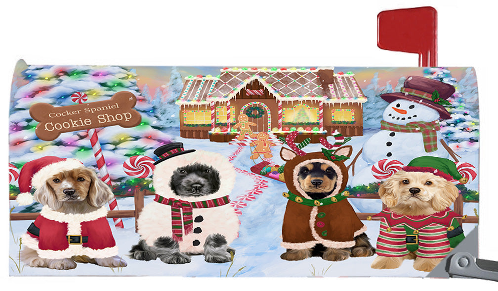Christmas Holiday Gingerbread Cookie Shop Cocker Spaniel Dogs 6.5 x 19 Inches Magnetic Mailbox Cover Post Box Cover Wraps Garden Yard Décor MBC48986