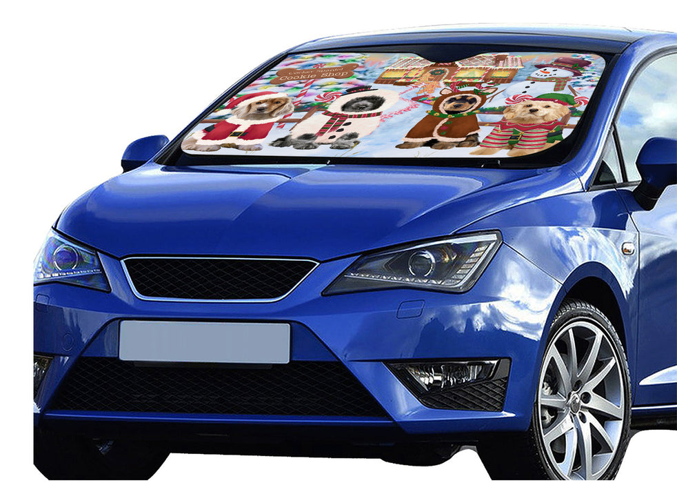 Holiday Gingerbread Cookie Cocker Spaniel Dogs Car Sun Shade