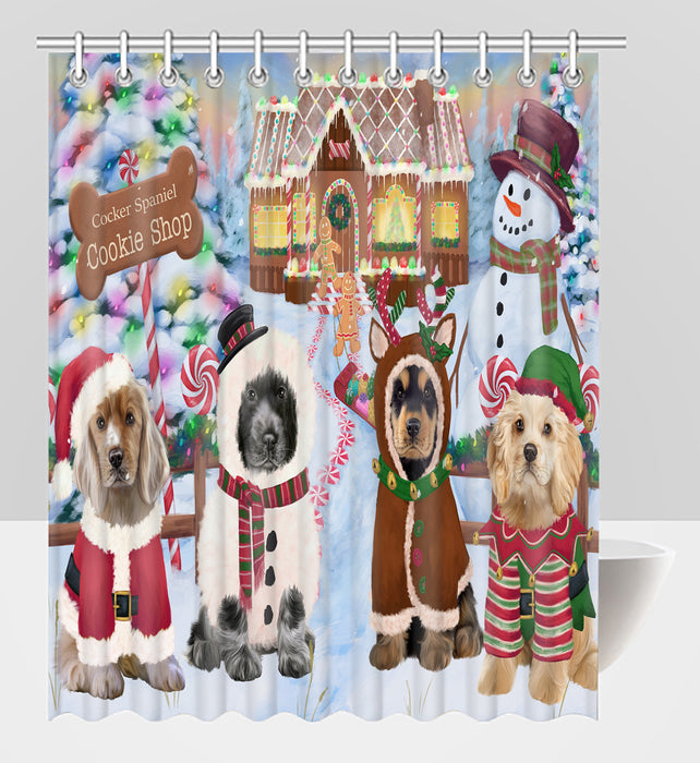 Holiday Gingerbread Cookie Cocker Spaniel Dogs Shower Curtain