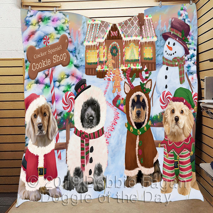 Holiday Gingerbread Cookie Cocker Spaniel Dogs Quilt