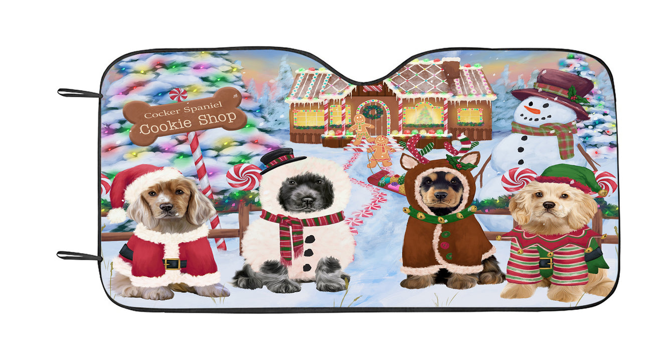 Holiday Gingerbread Cookie Cocker Spaniel Dogs Car Sun Shade