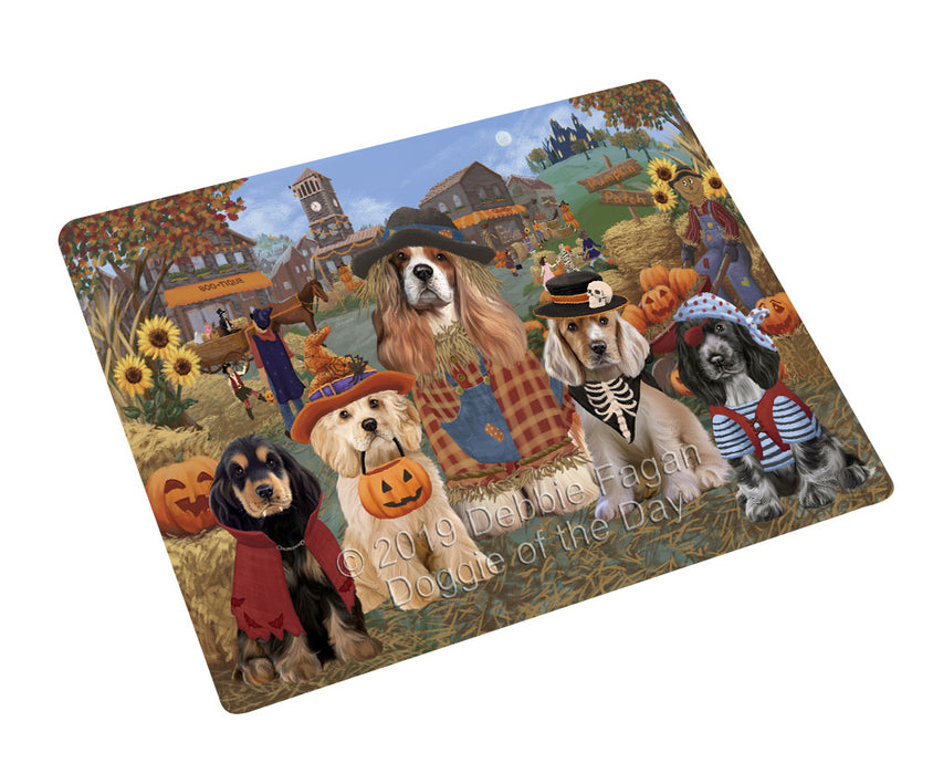 Halloween 'Round Town And Fall Pumpkin Scarecrow Both Cocker Spaniel Dogs Large Refrigerator / Dishwasher Magnet RMAG104376