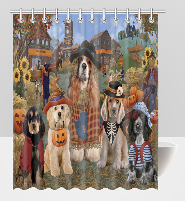 Halloween 'Round Town Cocker Spaniel Dogs Shower Curtain
