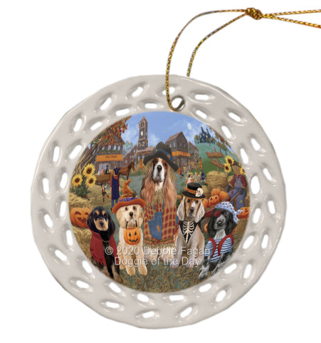 Halloween 'Round Town Cocker Spaniel Dogs Doily Ornament DPOR59444