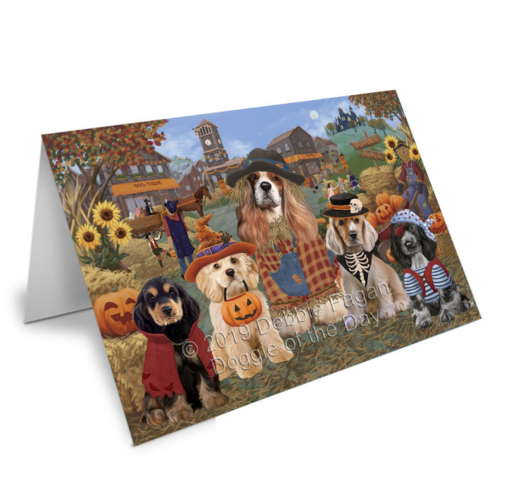 Halloween 'Round Town Cocker Spaniel Dogs Handmade Artwork Assorted Pets Greeting Cards and Note Cards with Envelopes for All Occasions and Holiday Seasons GCD77819