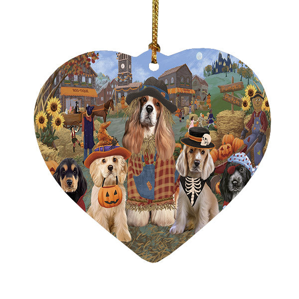 Halloween 'Round Town Cockapoo Dogs Heart Christmas Ornament HPOR57490